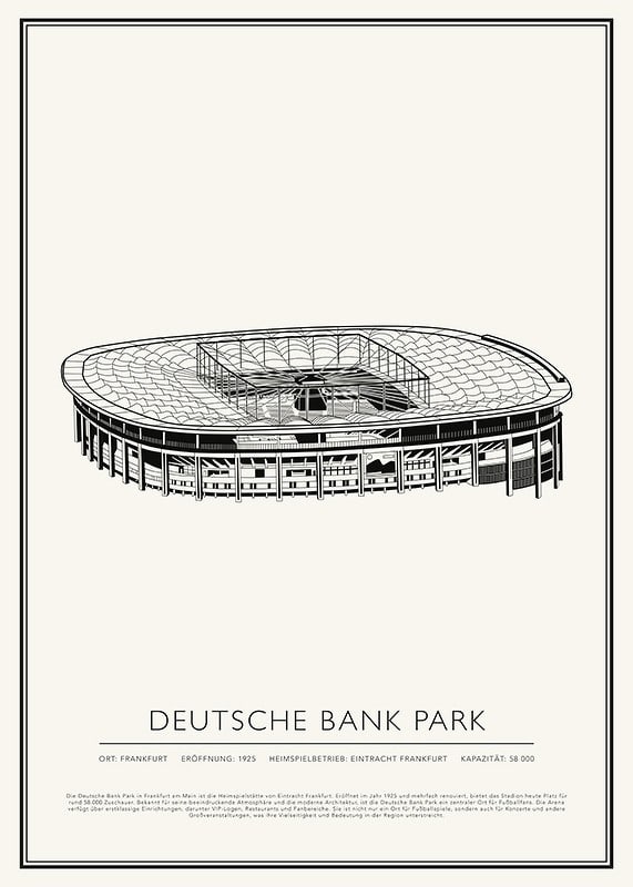 Poster Deutsche Bank Park Vintage Skizze 01 DE