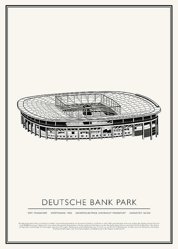 Poster Deutsche Bank Park Vintage Skizze 01 DE