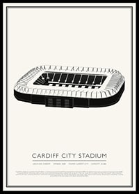 Cardiff City Stadium Vintage Sketch plagát-0