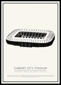 Cardiff City Stadium Vintage Sketch poster-0