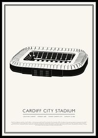 Cardiff City Stadium Vintage Sketch poster-0