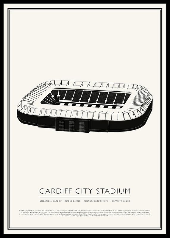 Cardiff City Stadium Vintage Sketch poster-12