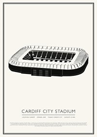Cardiff City Stadium Vintage Sketch plagát-1