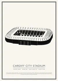 Cardiff City Stadium Vintage Sketch poster-1