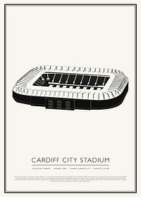 Cardiff City Stadium Vintage Sketch poster-1