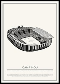 Camp Nou Vintage Sketch póster-0