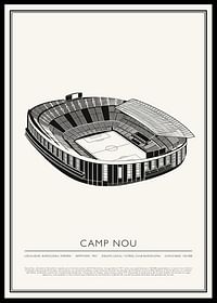 Camp Nou Vintage Sketch póster-0