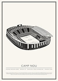 Camp Nou Vintage Sketch póster-1