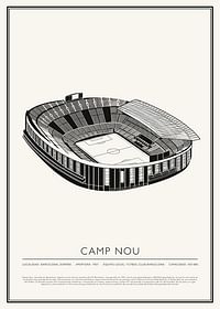Camp Nou Vintage Sketch póster-1