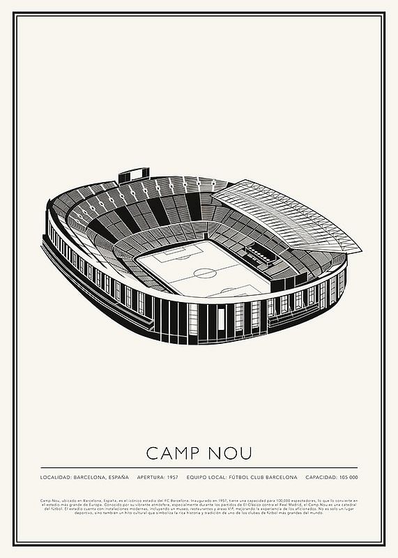 Póster Camp Nou Vintage Sketch 01 ES