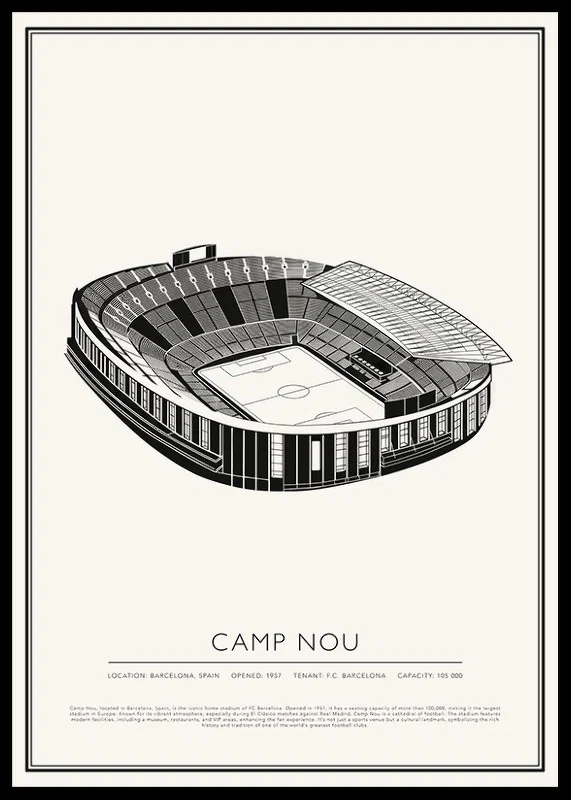 Camp Nou Vintage Skiss affisch-12