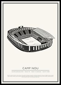 Camp Nou Vintage schetsposter-0