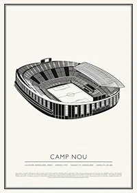 Camp Nou Vintage Skiss affisch-1
