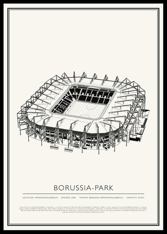 Borussia-Park Vintage Sketch affisch-12