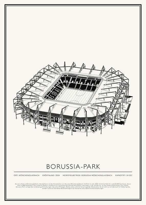 Poster Borussia-Park Vintage Skizze 01 DE