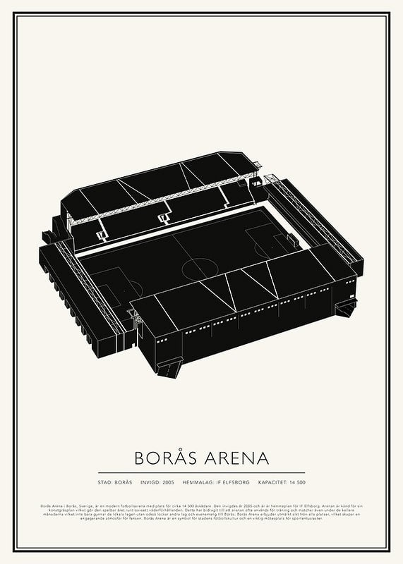 Borås Arena Vintage Skiss poster-12
