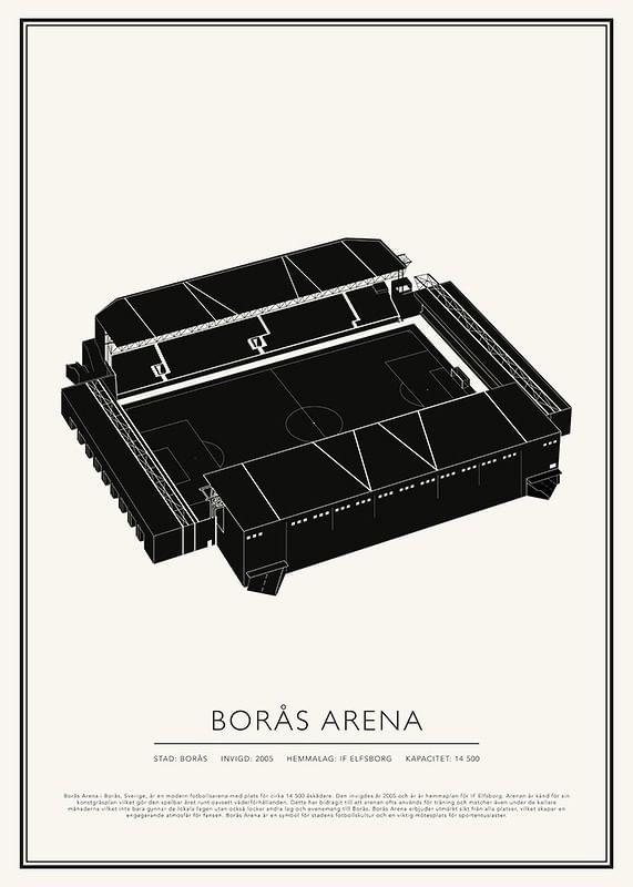 Borås Arena Vintage Skiss poster-12