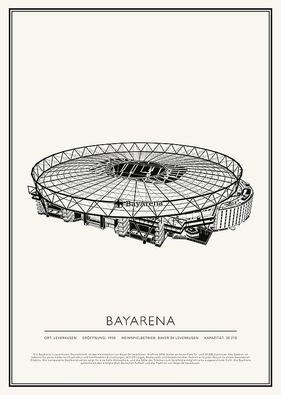 Poster BayArena Vintage Skizze 01 DE