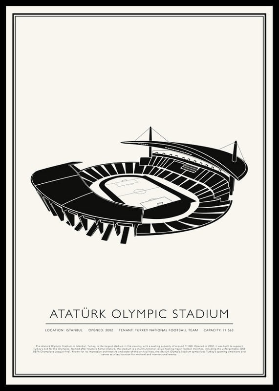 Póster de boceto vintage del estadio olímpico de Atatürk-12