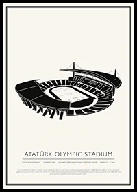 Atatürk Olympic Stadium Vintage Sketch affisch-0