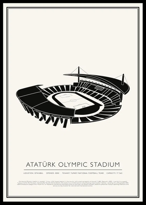Atatürk Olympic Stadium Vintage Sketch affisch-12