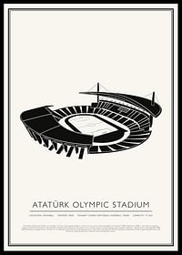 Atatürk Olympic Stadium Vintage Sketch plagát-0
