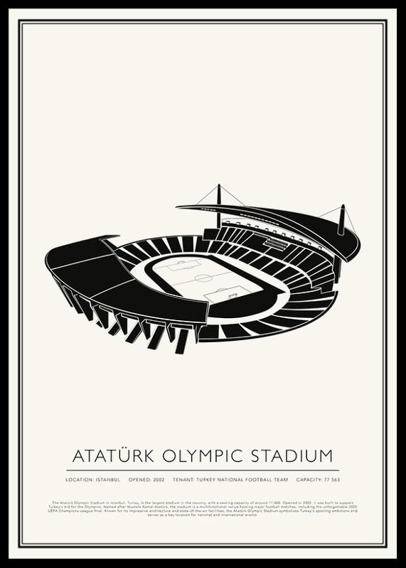 Atatürk Olympic Stadium Vintage Sketch plagát-12