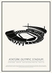 Atatürk Olympic Stadium Vintage Sketch affisch-1