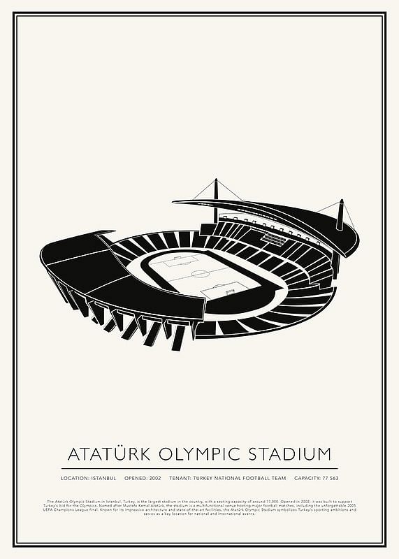 Atatürk Olympic Stadium Vintage Sketch plagát-12