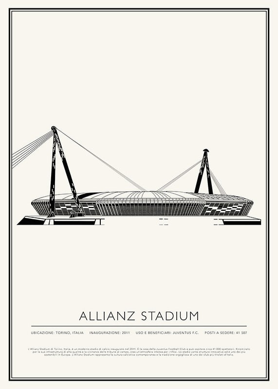 Allianz Stadium Vintage Schizzo poster-12