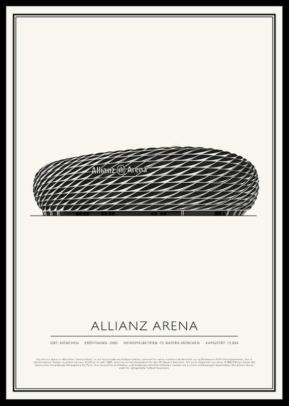 Allianz Arena Vintage Skizze Poster-12
