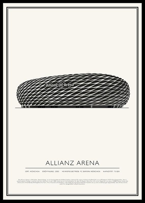 Allianz Arena Vintage Skizze Poster-12