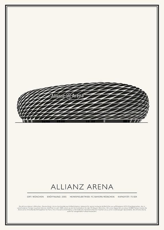 Allianz Arena Vintage Skizze Poster-12