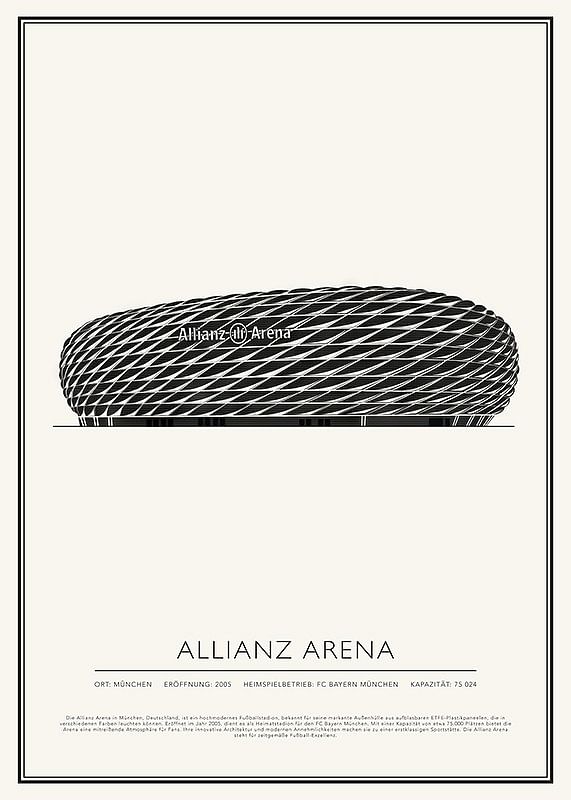 Allianz Arena Vintage Skizze Poster-12