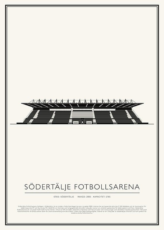 Poster Södertälje Fotbollsarena Vintage Skiss 01 SE