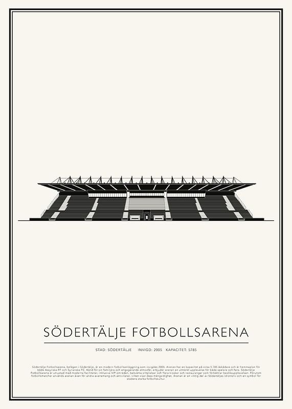 Södertälje Fotbollsarena Vintage Skiss poster-12