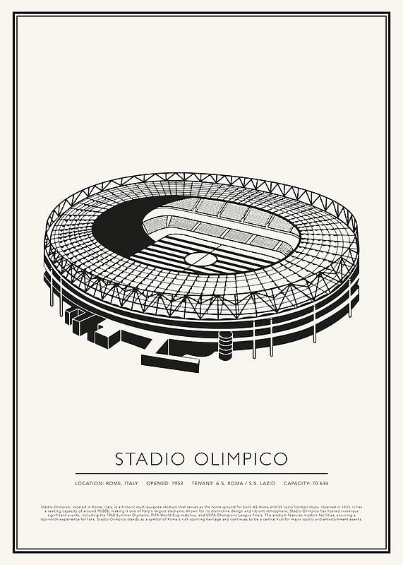 Poster Stadio Olimpico Vintage Sketch 01 EN
