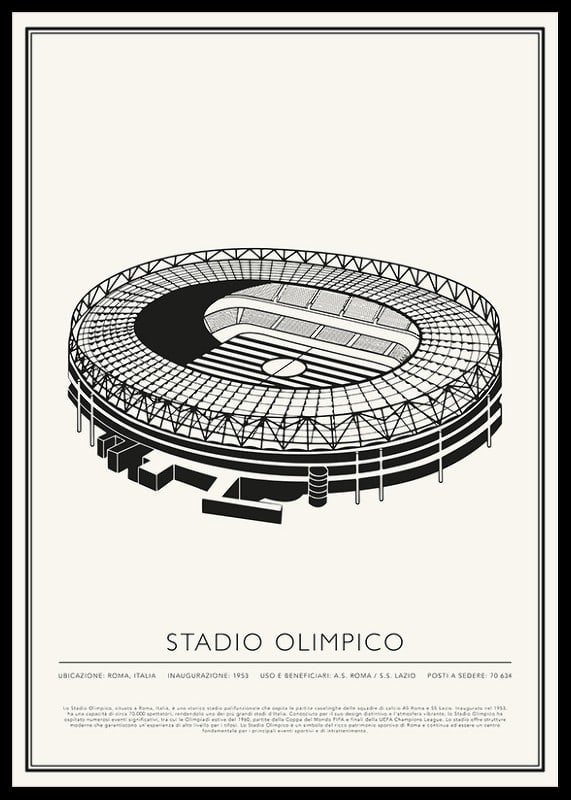 Stadio Olimpico Vintage Schizzo poster-12
