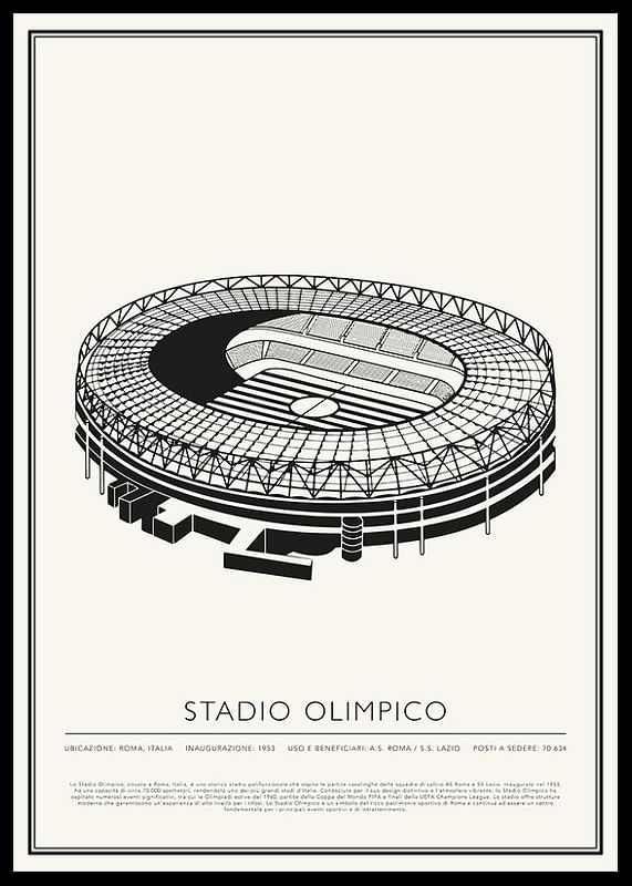 Stadio Olimpico Vintage Schizzo poster-12