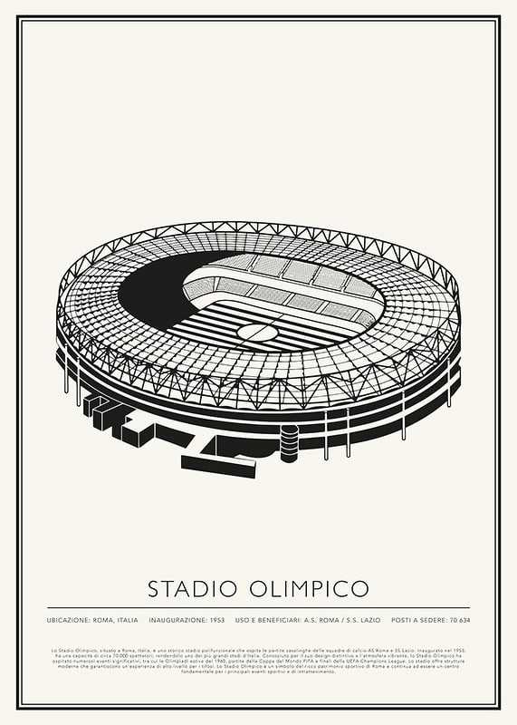 Poster Stadio Olimpico Vintage Schizzo 01 IT