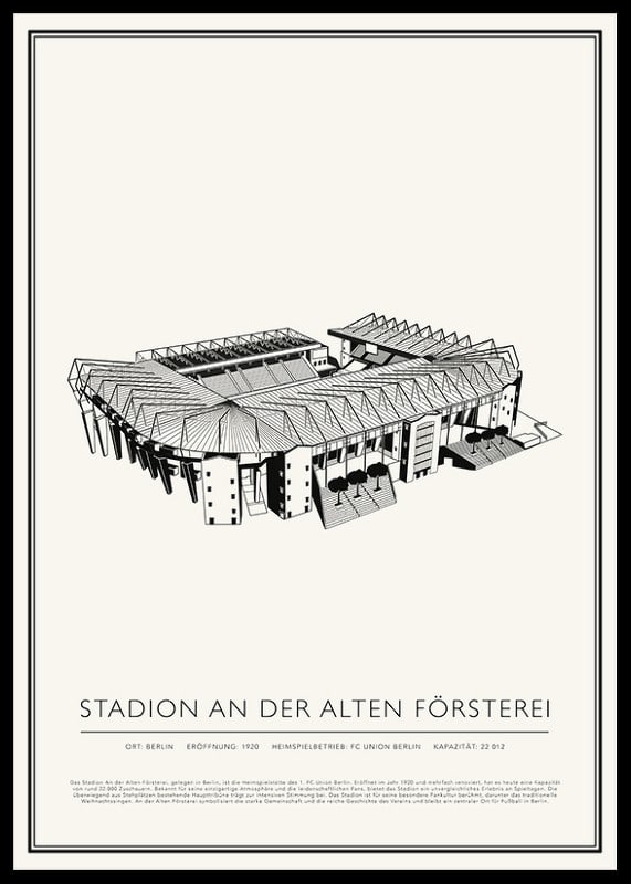 Stadion An der Alten Försterei Vintage Skizze Poster-12