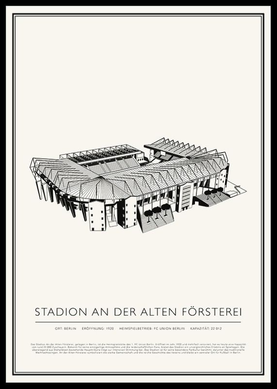 Stadion An der Alten Försterei Vintage Skizze Poster-12
