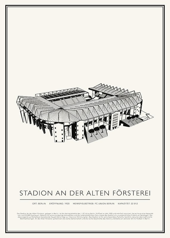 Poster Stadion An der Alten Försterei Vintage Skizze 01 DE
