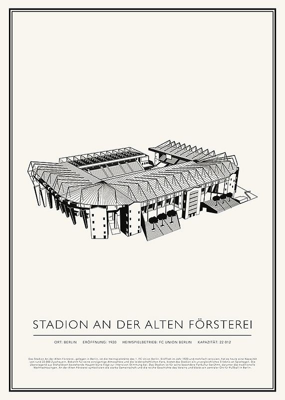 Stadion An der Alten Försterei Vintage Skizze Poster-12