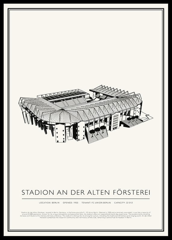 Stadium An der Alten Försterei vintage skiss affisch-12