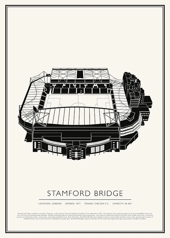 Stamford Bridge Vintage Skiss affisch-12