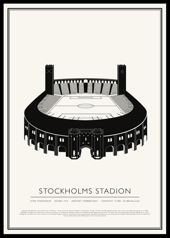 Stockholms Stadion Vintage Skiss poster-12