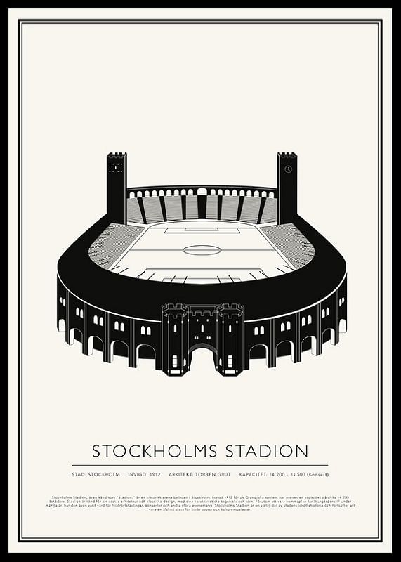Stockholms Stadion Vintage Skiss poster-12