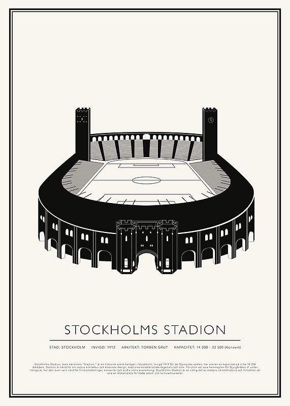 Stockholms Stadion Vintage Skiss poster-12