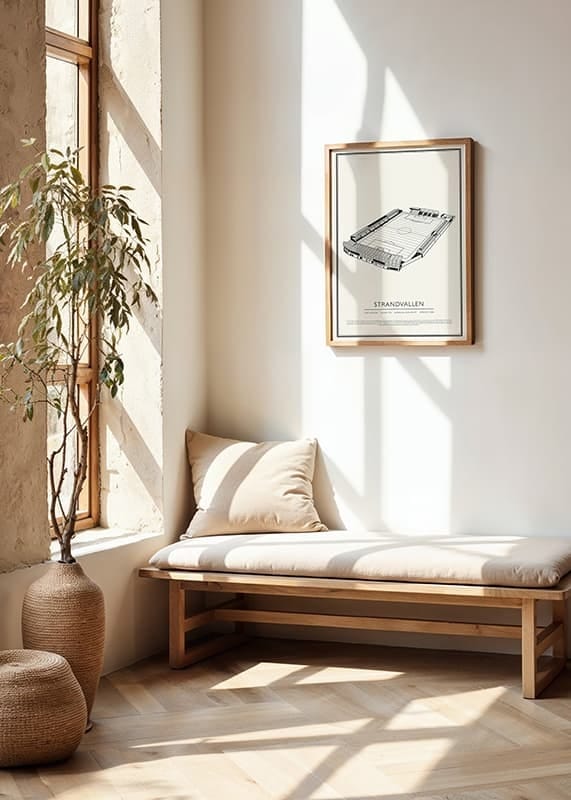 Poster Strandvallen Vintage Skiss 01 SE crossfade